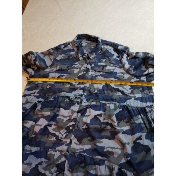 Elliott & Vine Womens Blue Camouflage Tiered dress with pockets Size 2X New - Picture 14 of 16